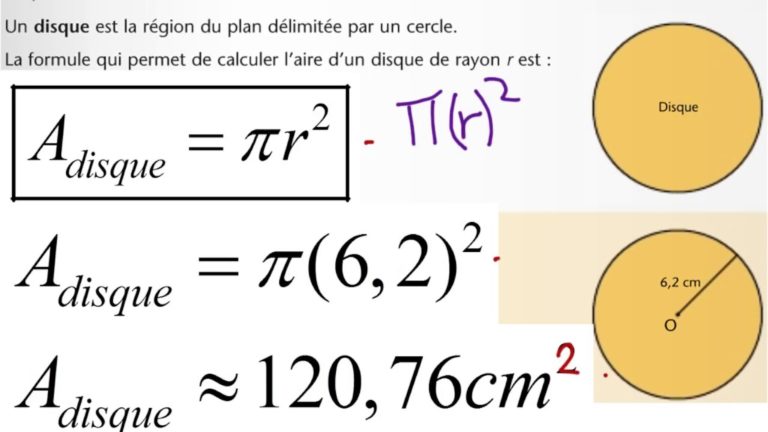 comment calculer l aire disque